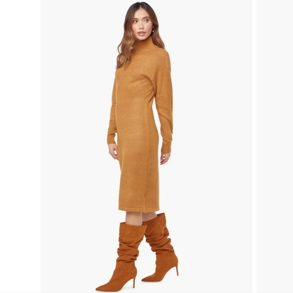 Funnel neck midi sweater dress
